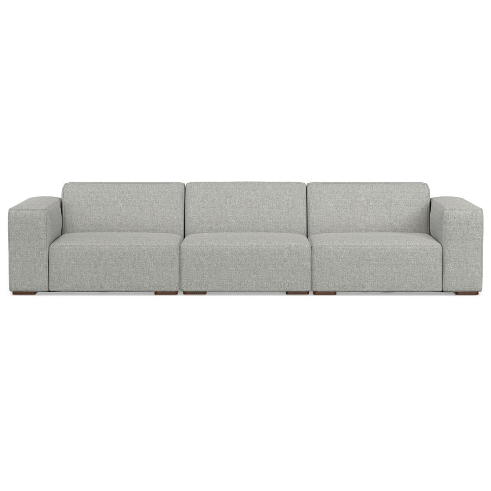 122" Gray Fabric Modular Sofa With Brown Legs