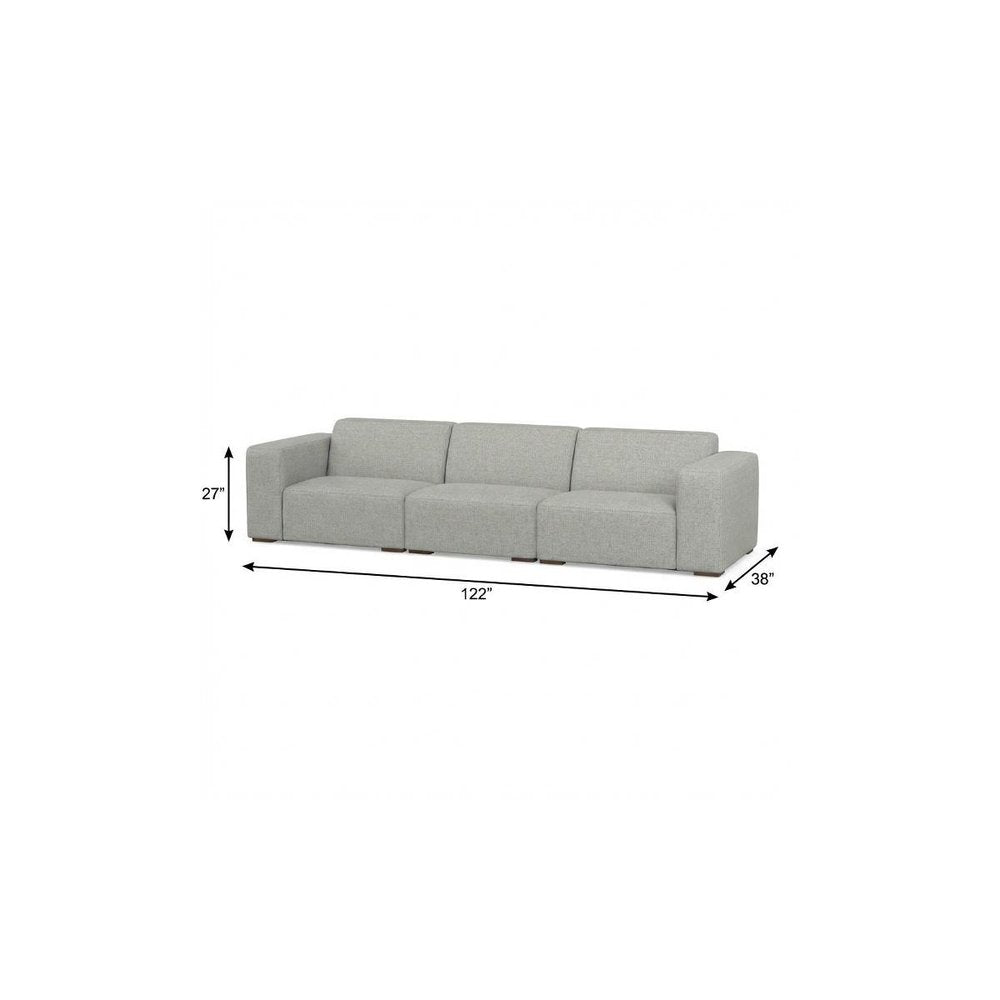 122" Gray Fabric Modular Sofa With Brown Legs