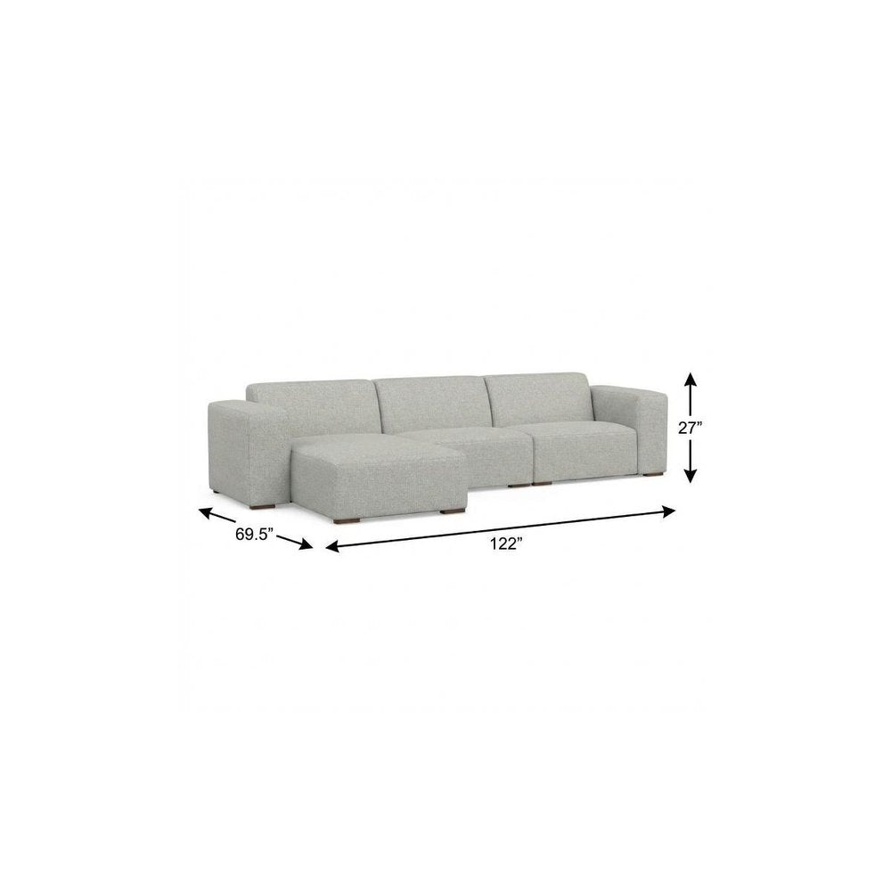 122" Gray Fabric Modular Sofa With Brown Legs
