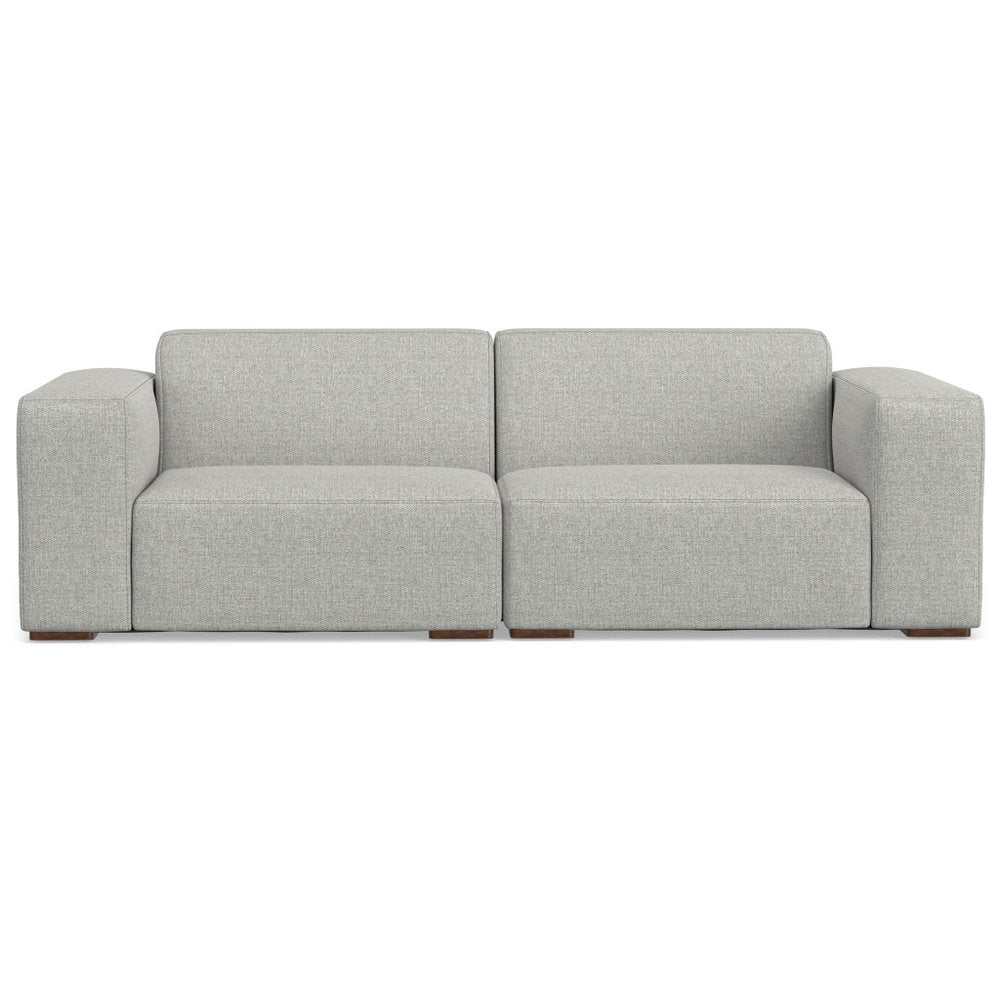88" Gray Fabric Modular Sofa With Brown Legs
