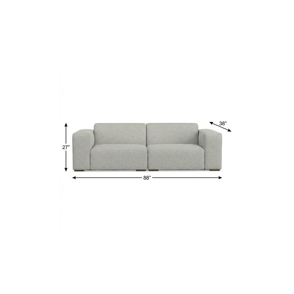 88" Gray Fabric Modular Sofa With Brown Legs