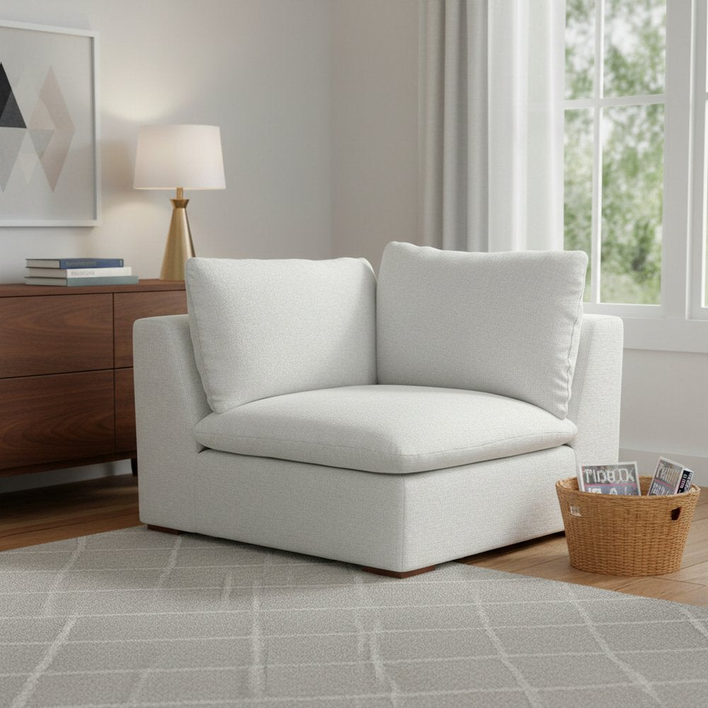 44" Gray Fabric Modular Sofa With Brown Legs