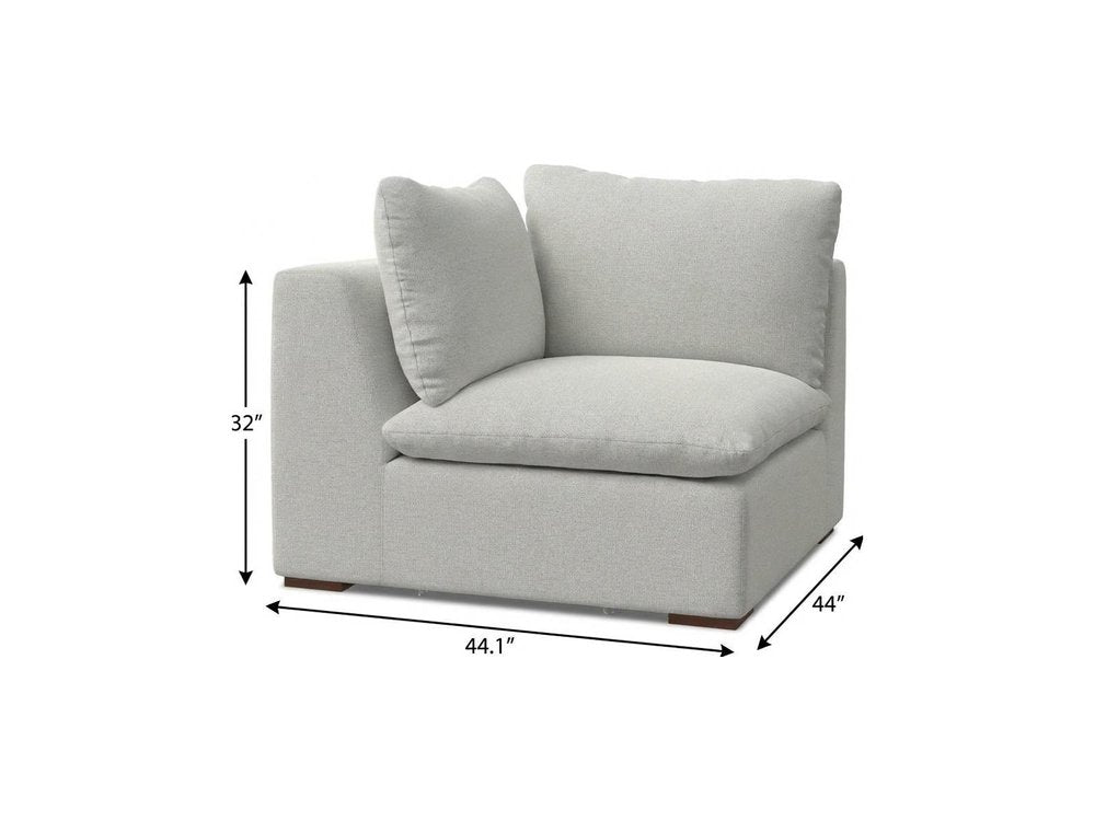 44" Gray Fabric Modular Sofa With Brown Legs