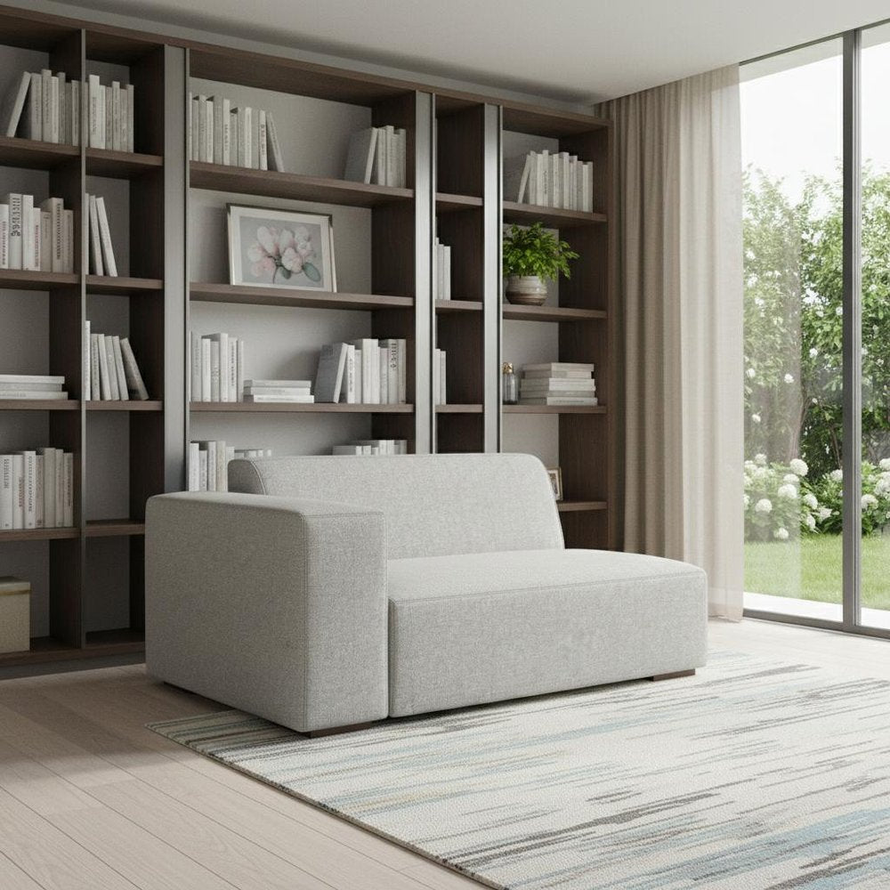 44" Gray Fabric Modular Sofa With Brown Legs