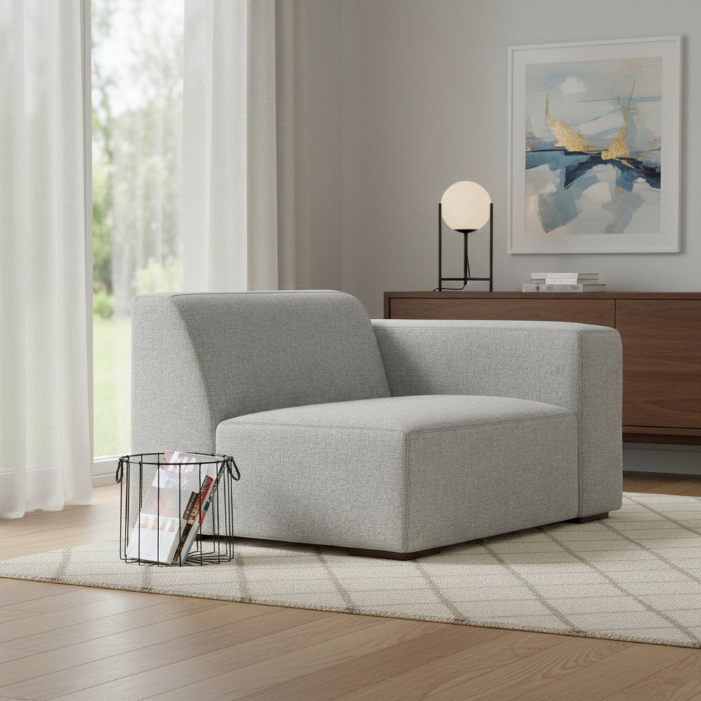 44" Gray Fabric Modular Sofa With Brown Legs