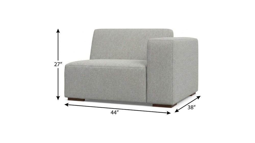44" Gray Fabric Modular Sofa With Brown Legs