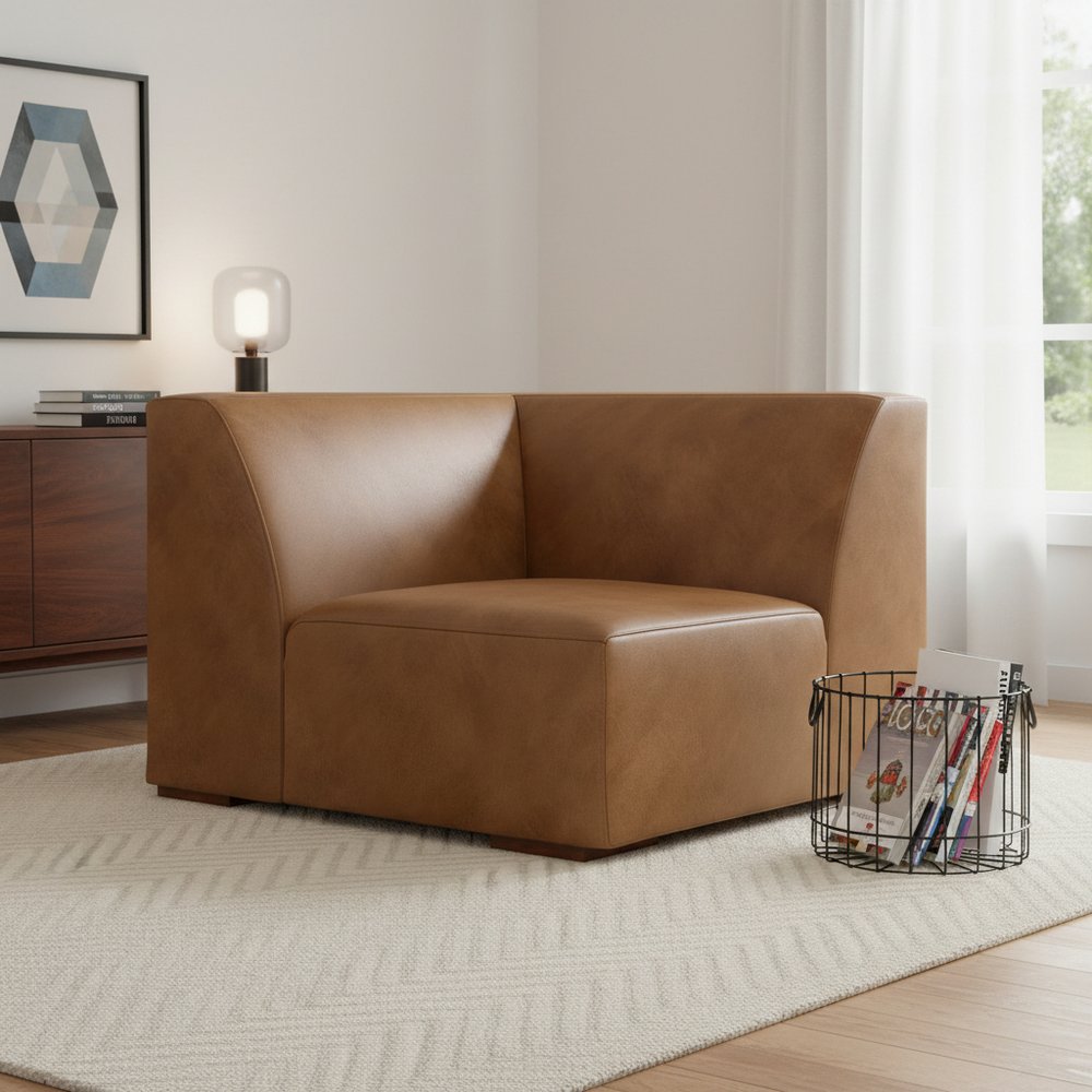 38" Brown Leather Modular Sofa