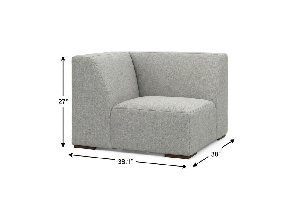 38" Gray Fabric Modular Sofa With Brown Legs