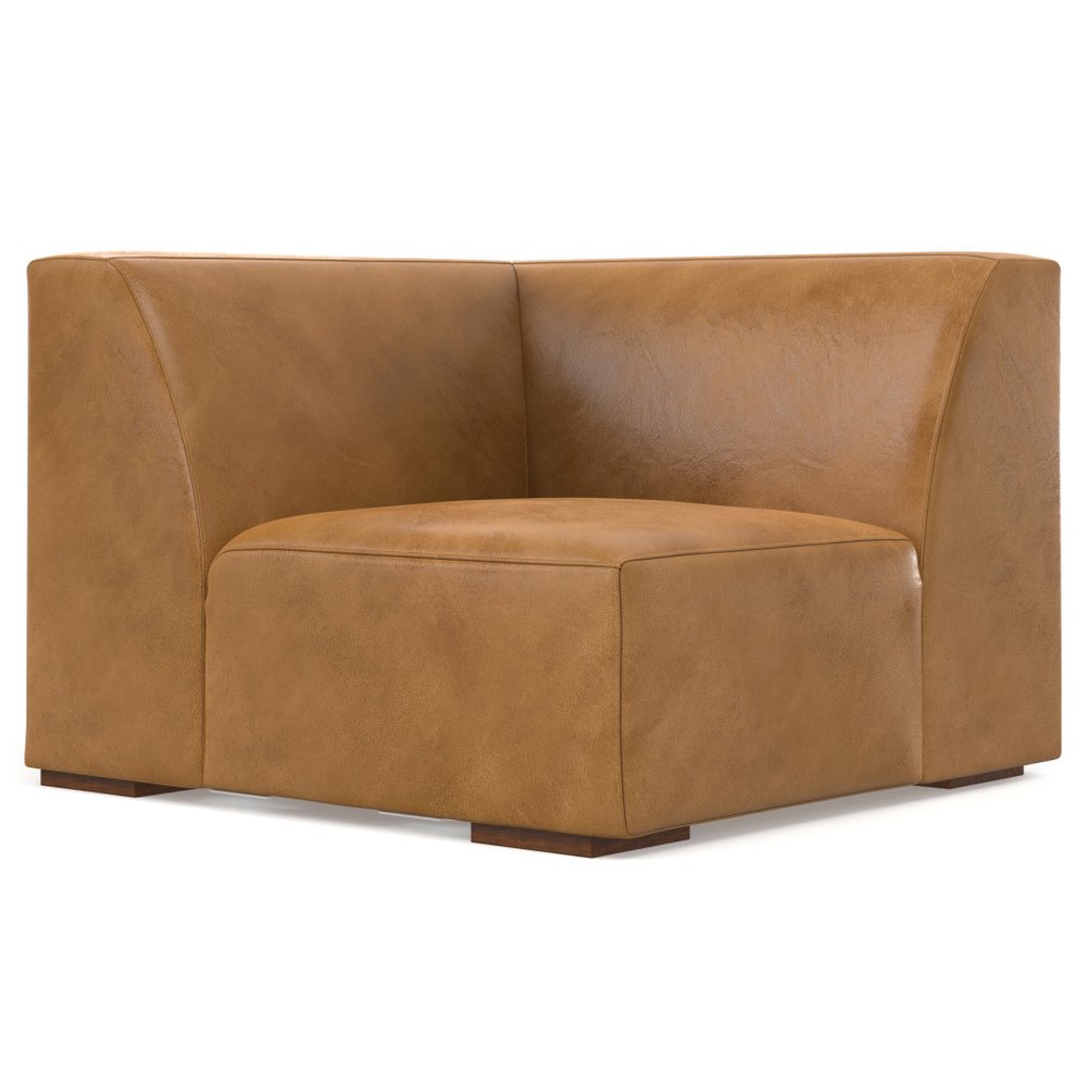 38" Sienna Leather Modular Sofa With Brown Legs