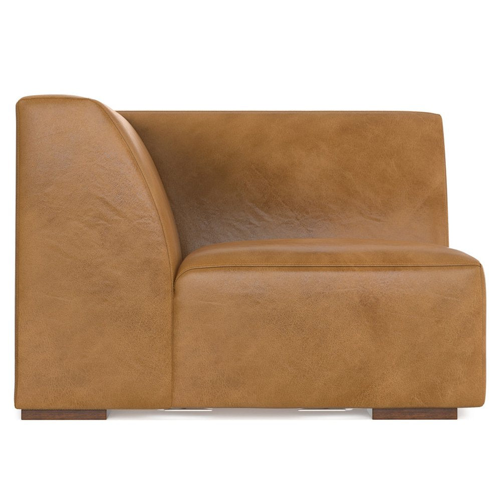 38" Sienna Leather Modular Sofa With Brown Legs