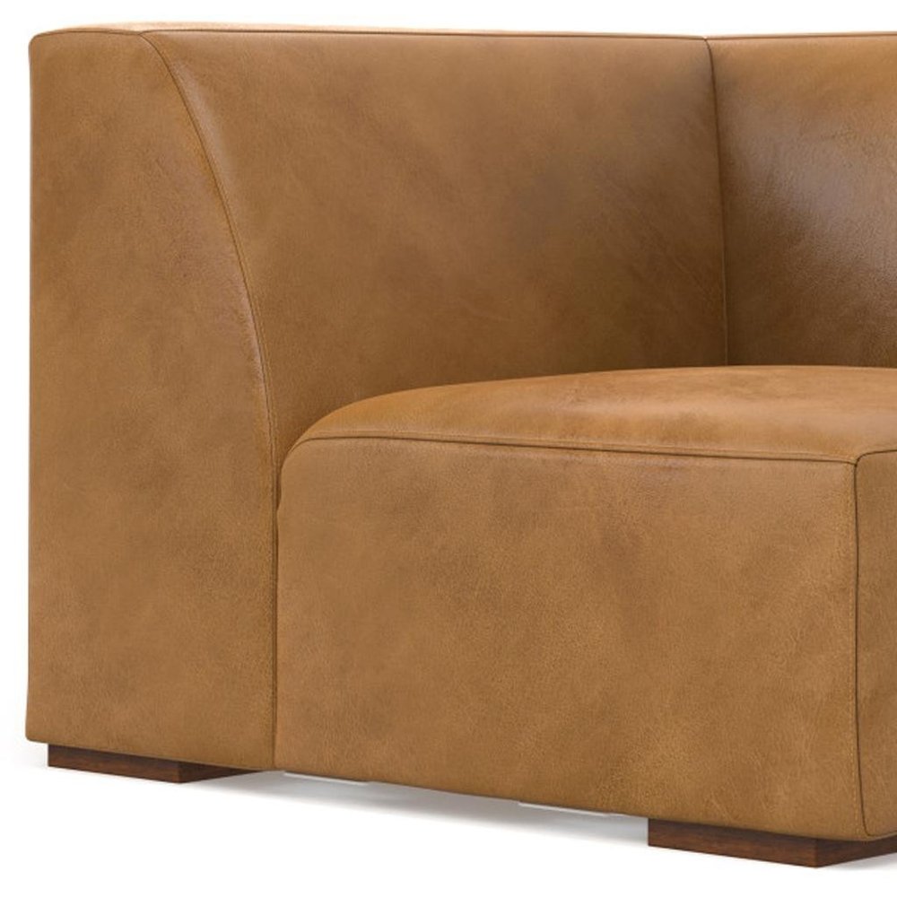 38" Sienna Leather Modular Sofa With Brown Legs