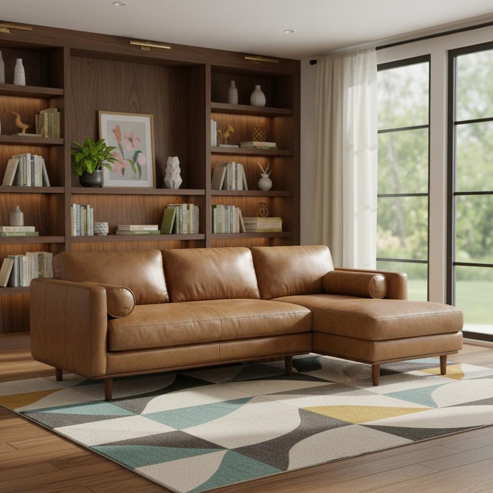 102" Brown Leather Sofa