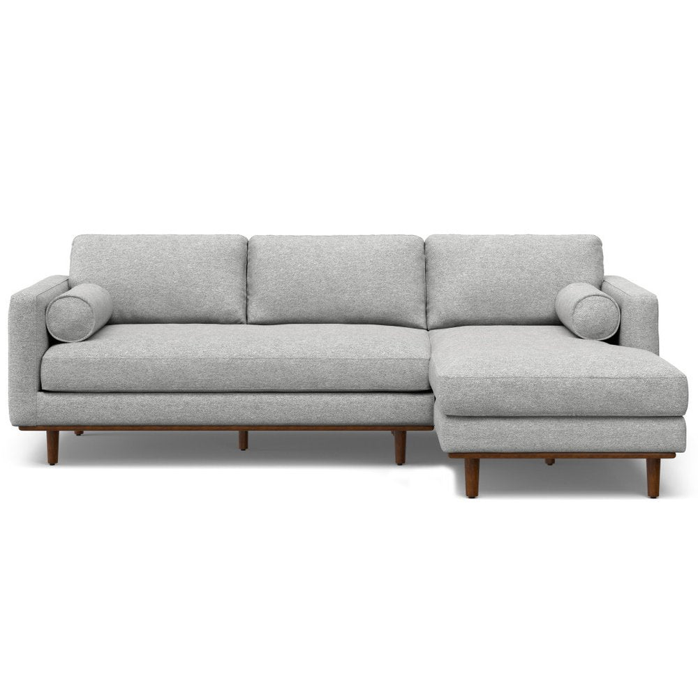 102" Gray Fabric Sofa With Brown Legs