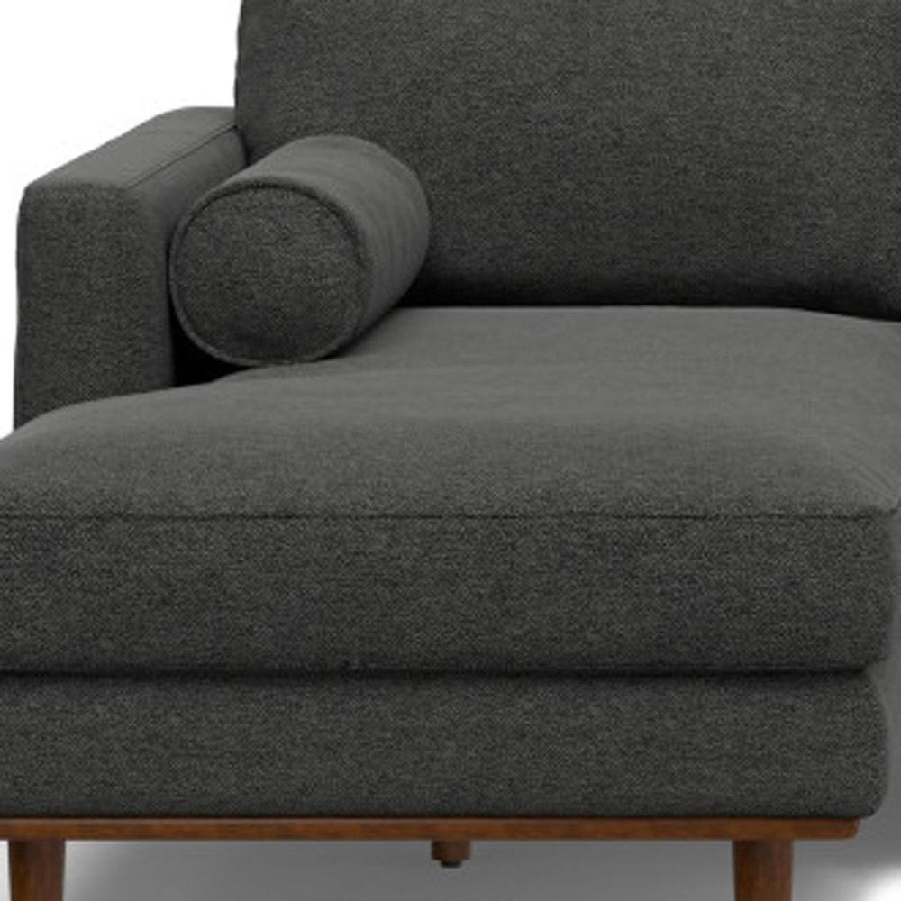 102" Gray Fabric Sofa With Brown Legs