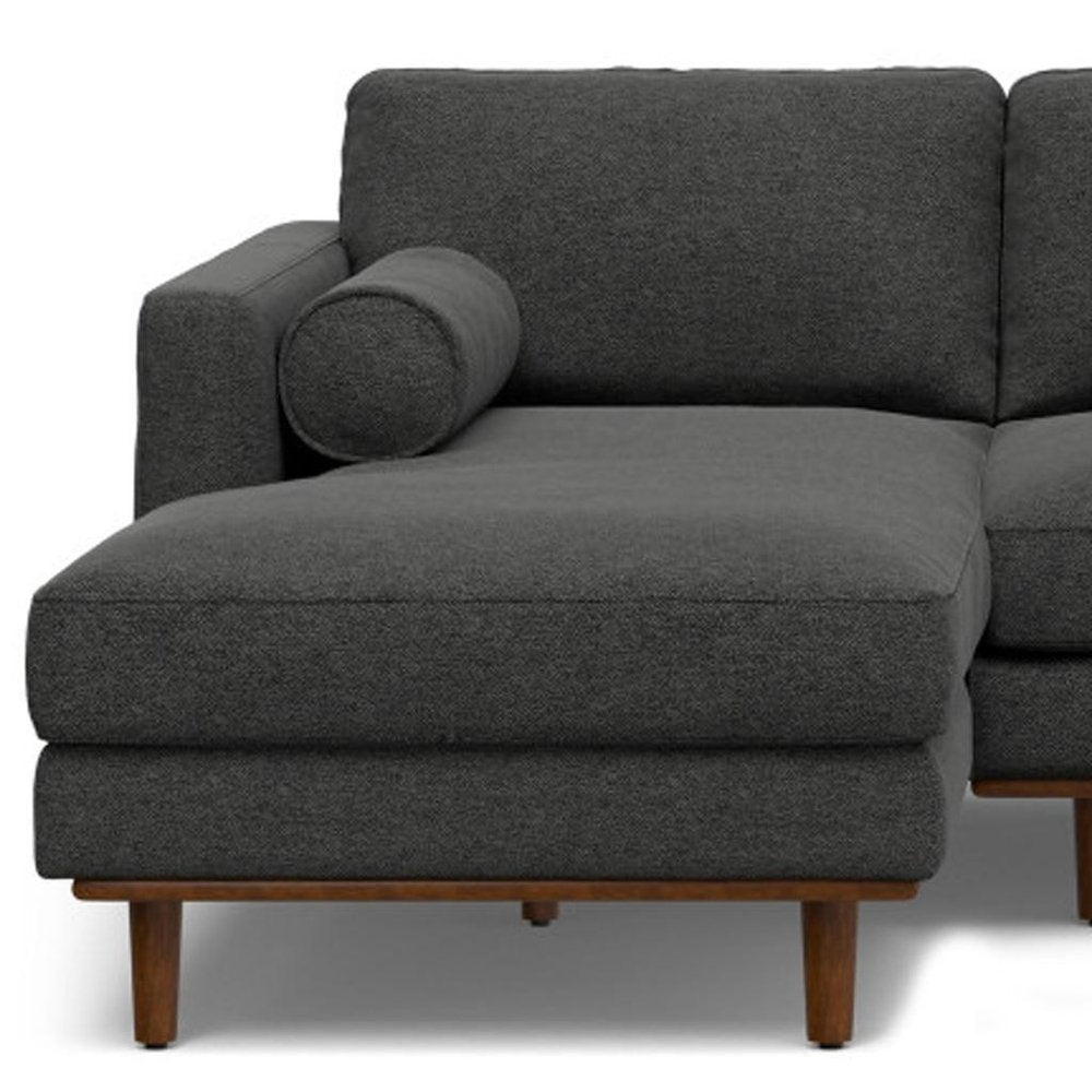 102" Gray Fabric Sofa With Brown Legs