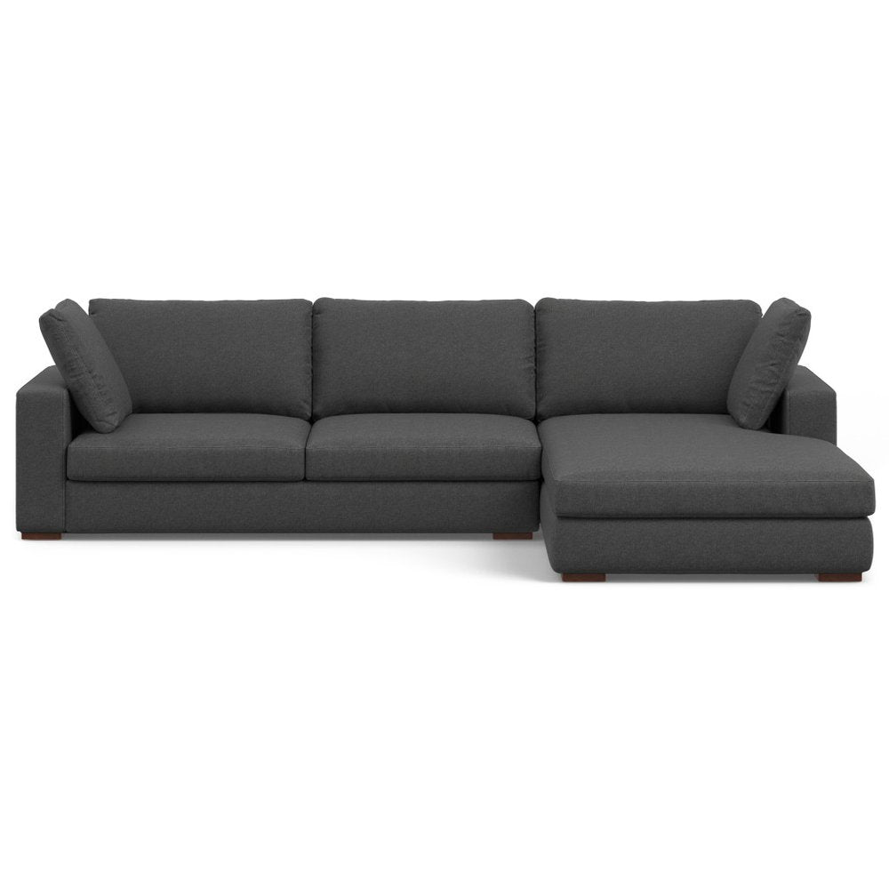 122" Gray Fabric Sofa With Brown Legs