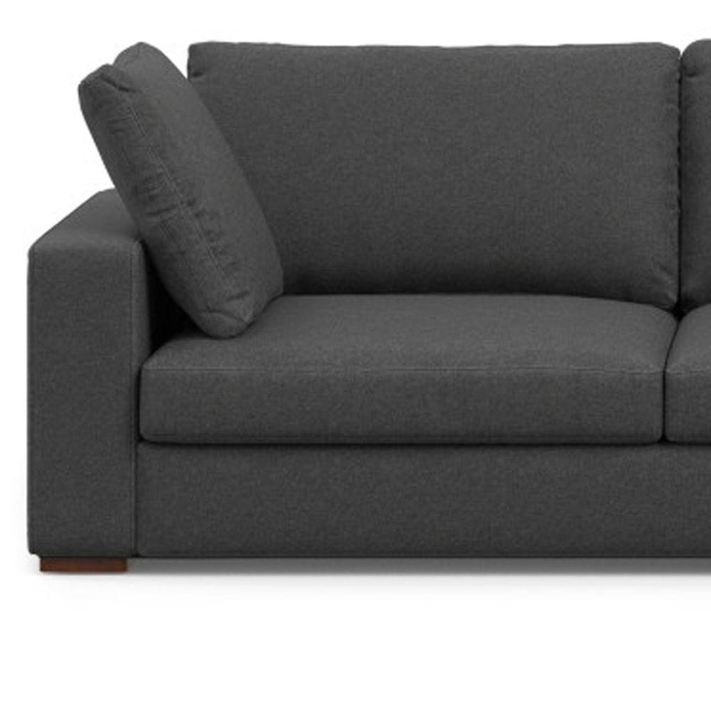 122" Gray Fabric Sofa With Brown Legs