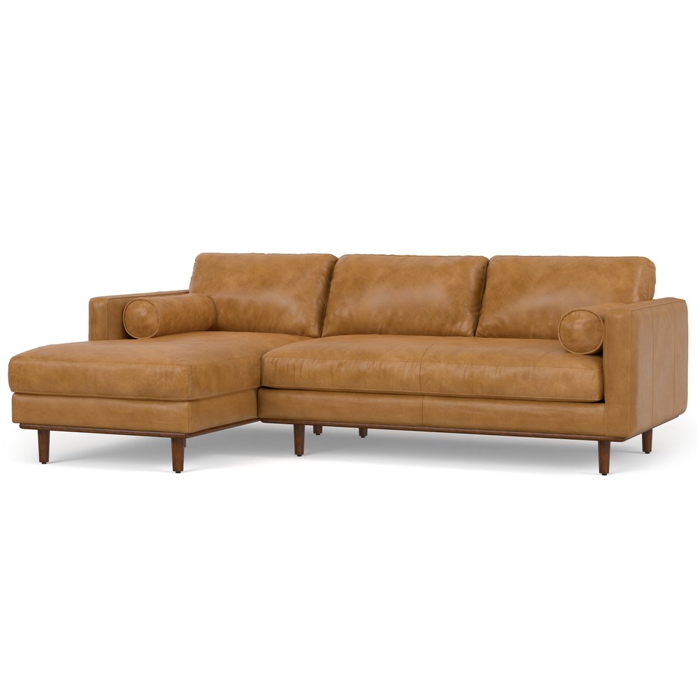 102" Sienna Leather Sofa With Brown Legs