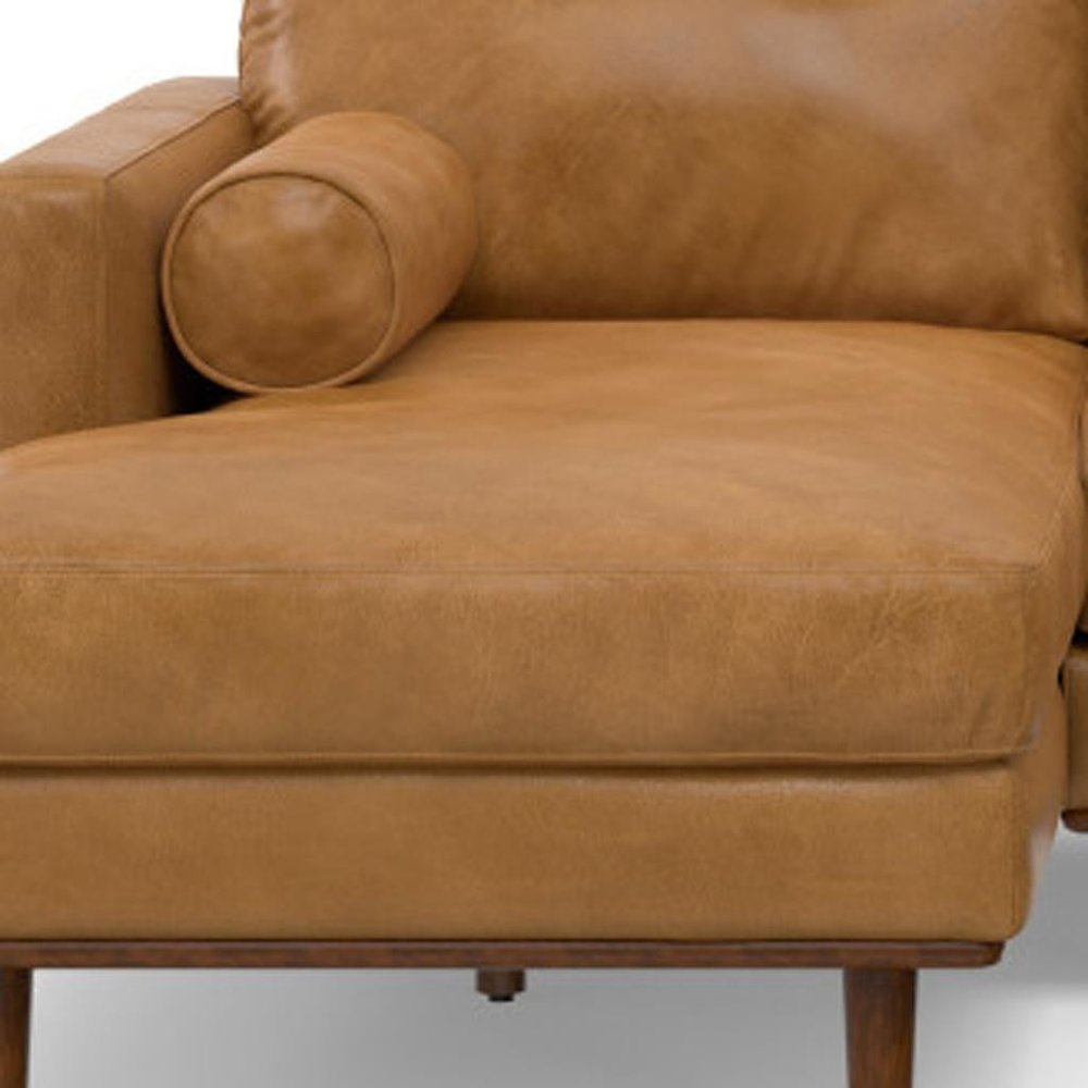 102" Sienna Leather Sofa With Brown Legs
