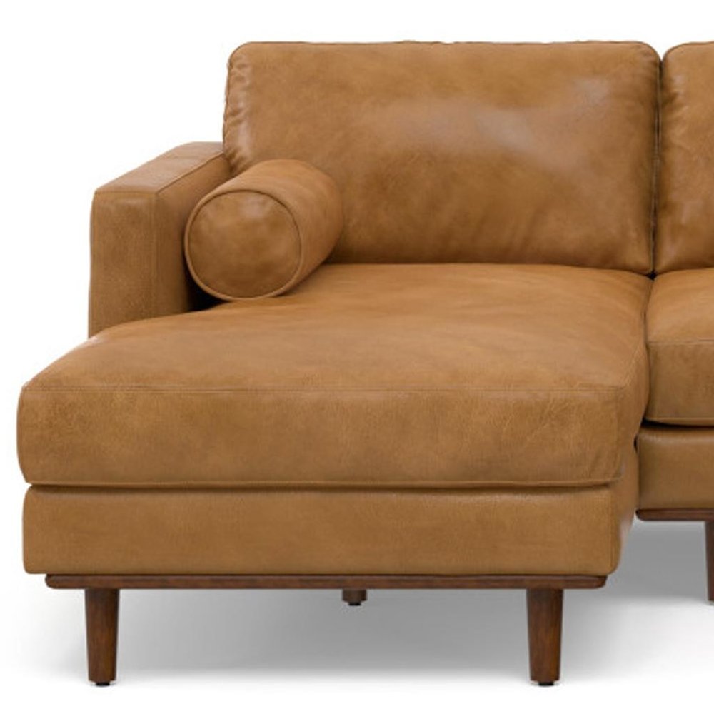 102" Sienna Leather Sofa With Brown Legs