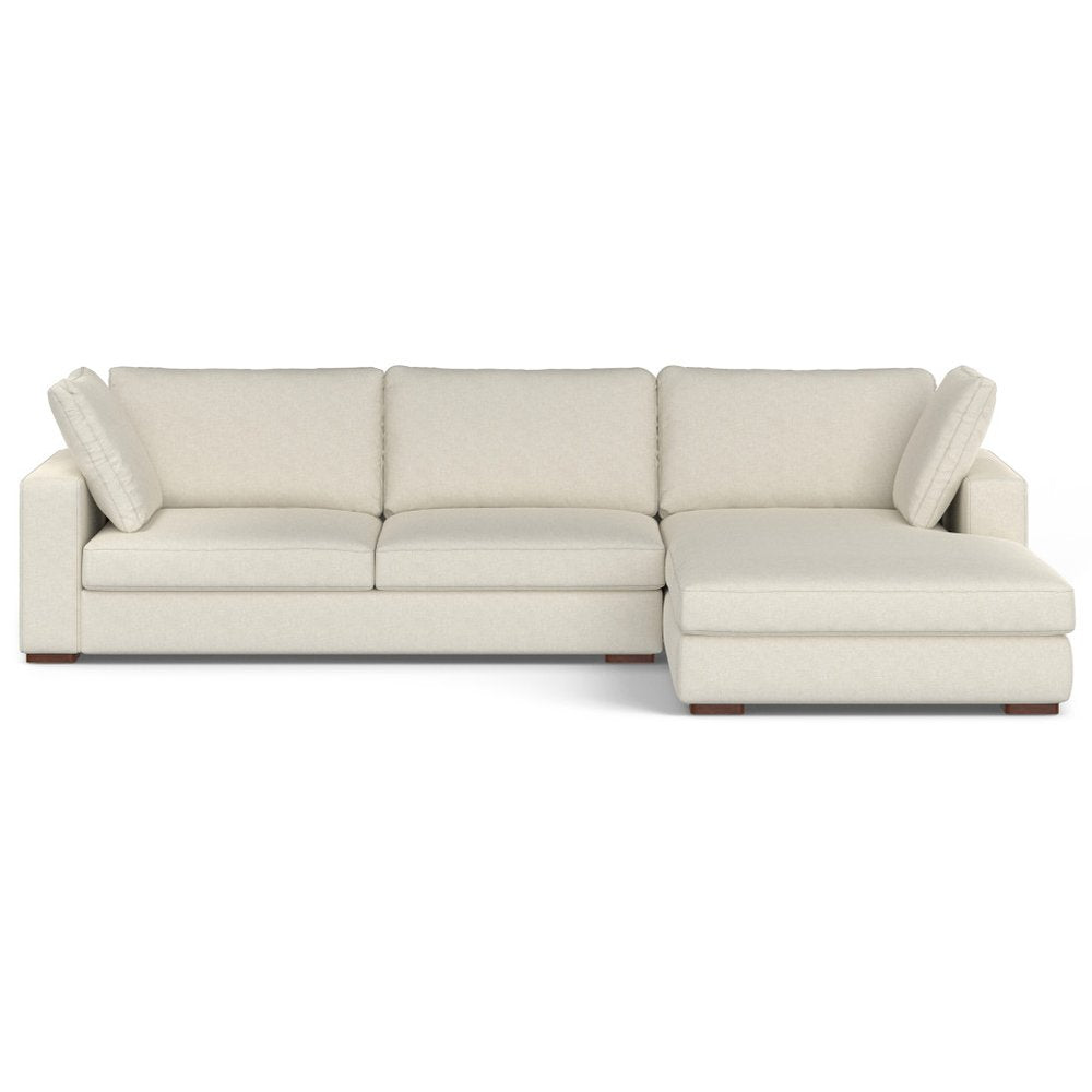 122" Cream Fabric Sofa With Brown Legs