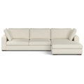 122" Cream Fabric Sofa With Brown Legs