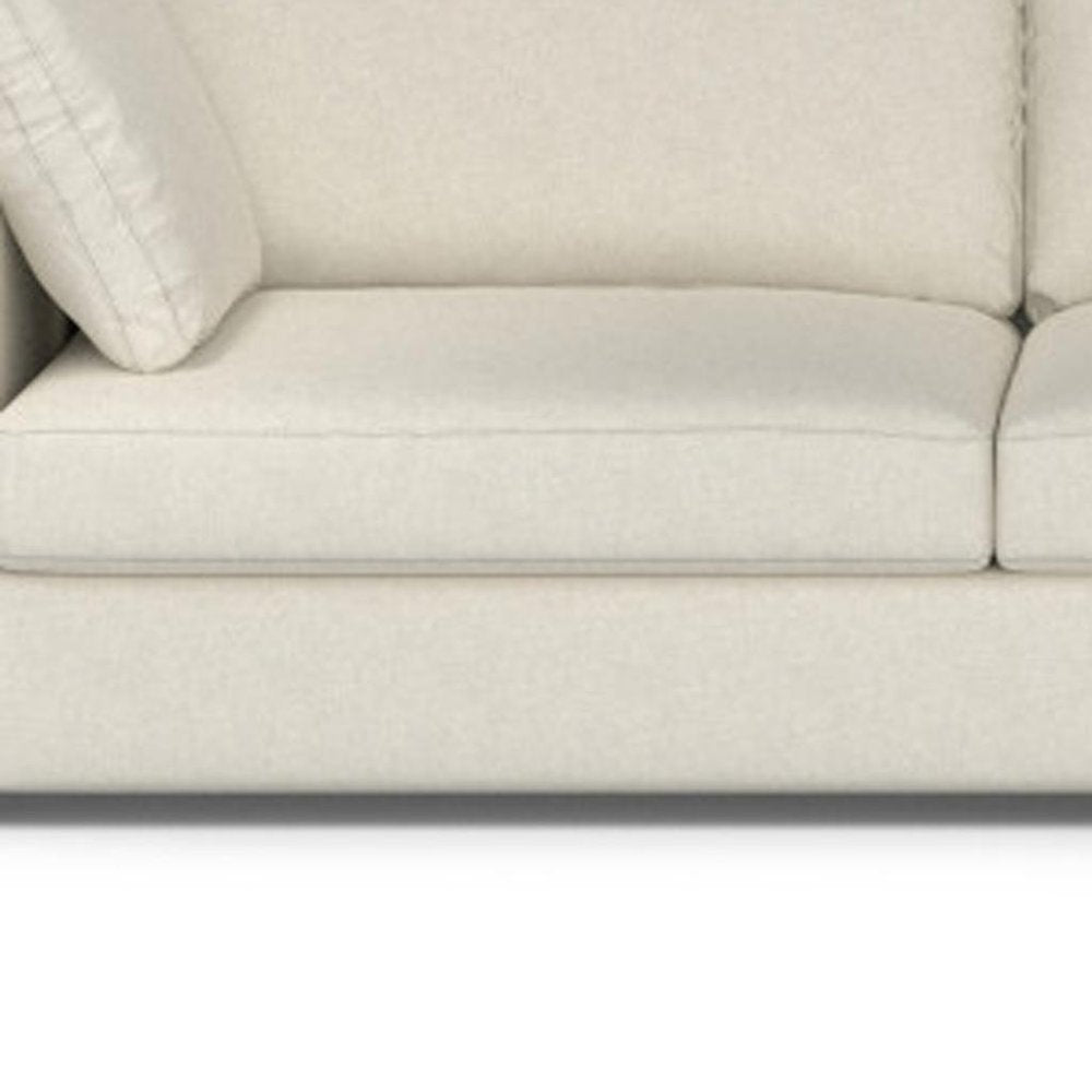 122" Cream Fabric Sofa With Brown Legs