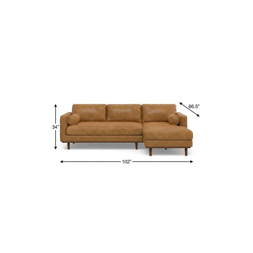 102" Sienna Leather Sofa With Brown Legs