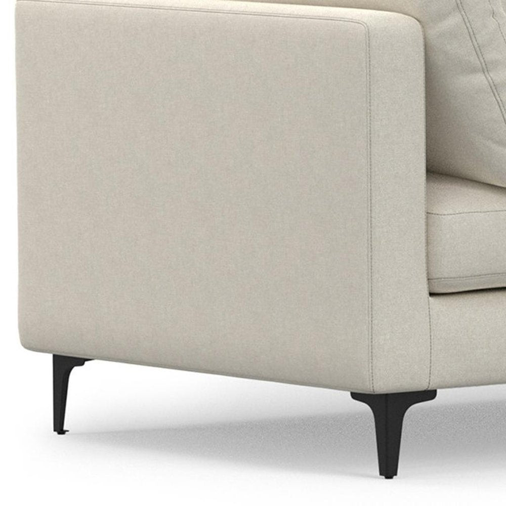 102" Cream Fabric Sofa With Black Legs