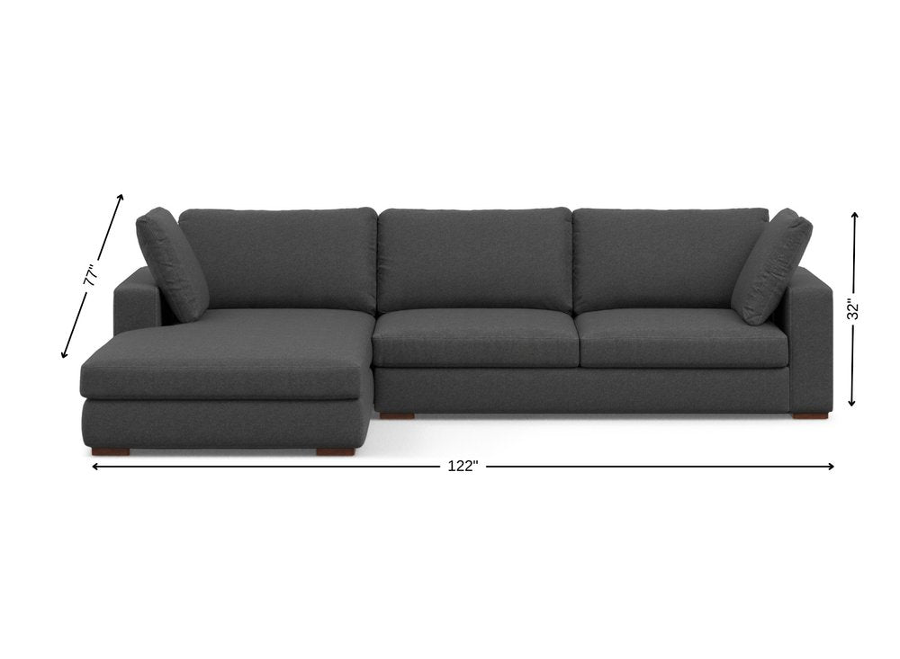 122" Gray Fabric Sofa With Brown Legs