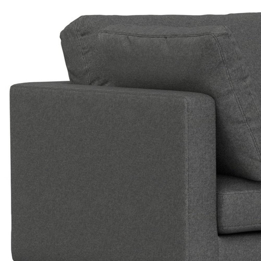 102" Gray Fabric Sofa With Black Legs