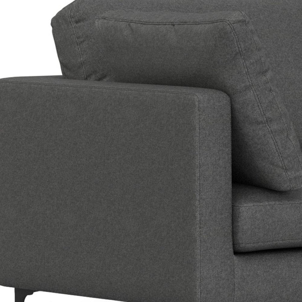 102" Gray Fabric Sofa With Black Legs