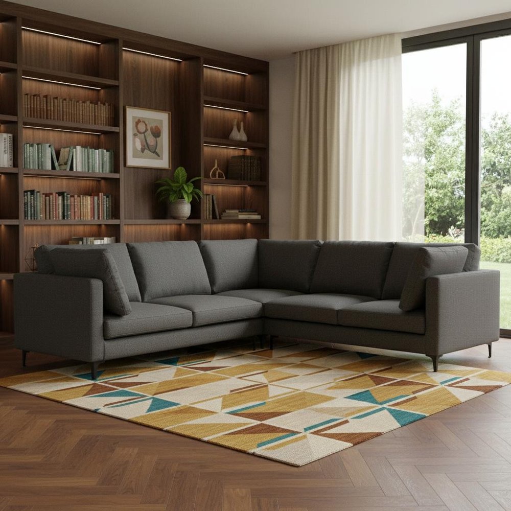 102" Gray Fabric Sofa With Black Legs