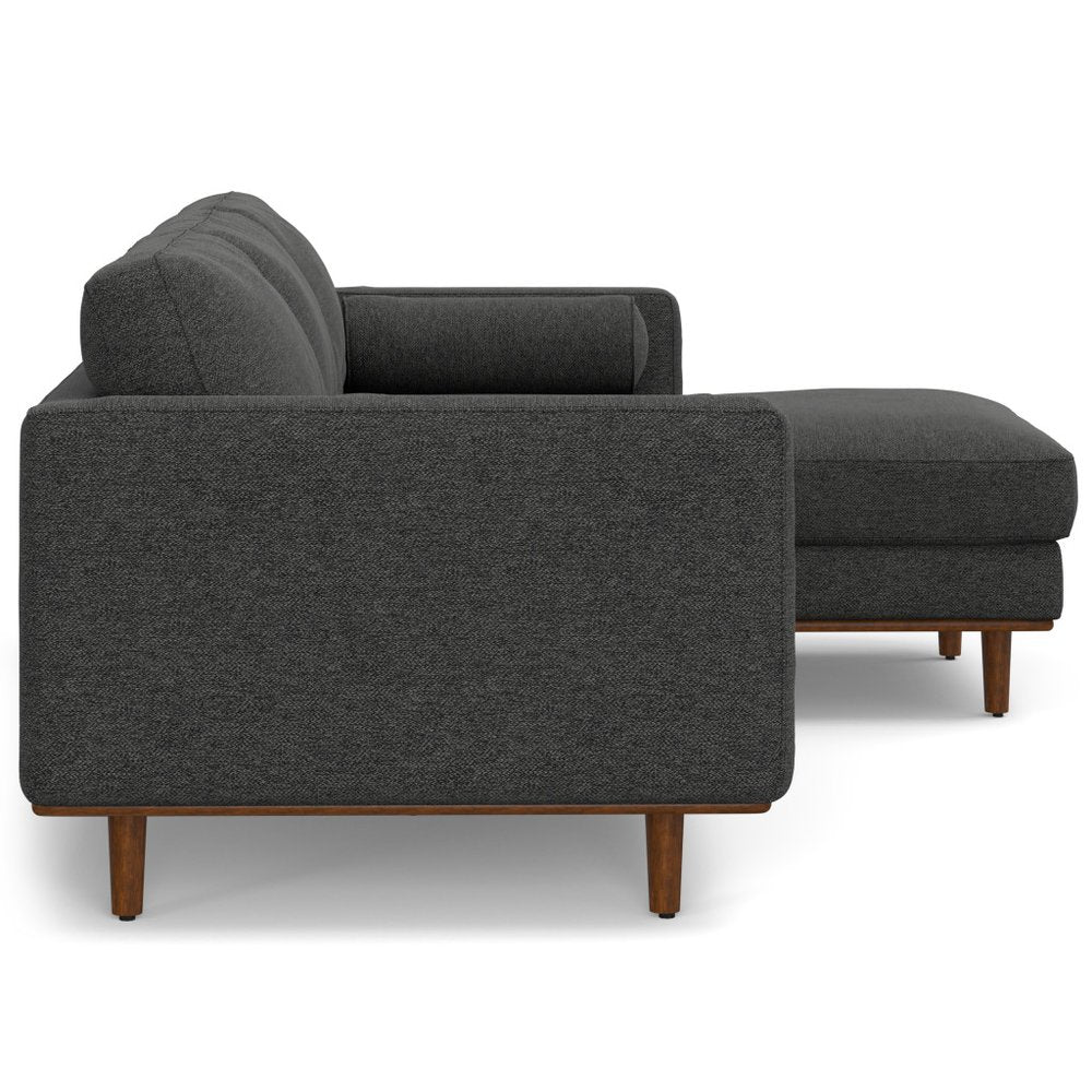 102" Gray Fabric Sofa With Brown Legs