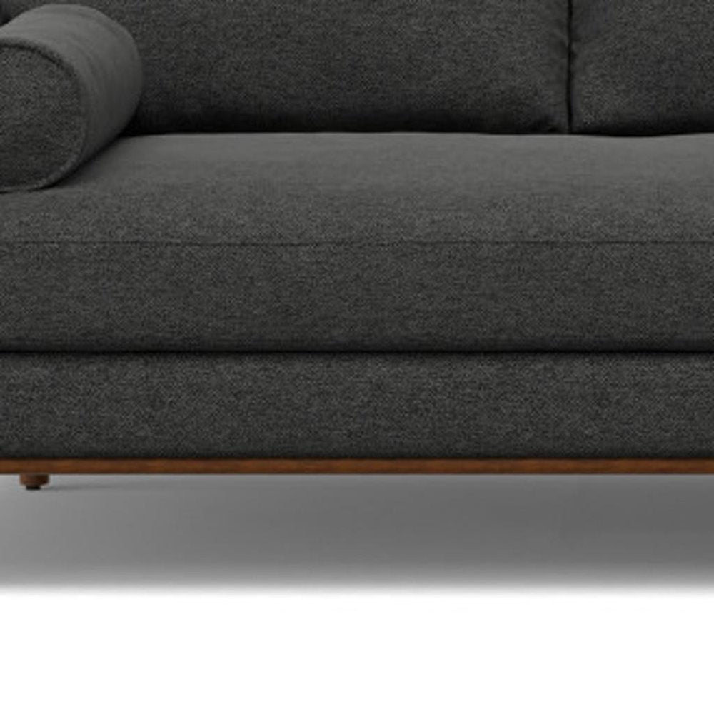 102" Gray Fabric Sofa With Brown Legs