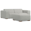 88" Gray Fabric Sofa With Ottoman With Brown Legs