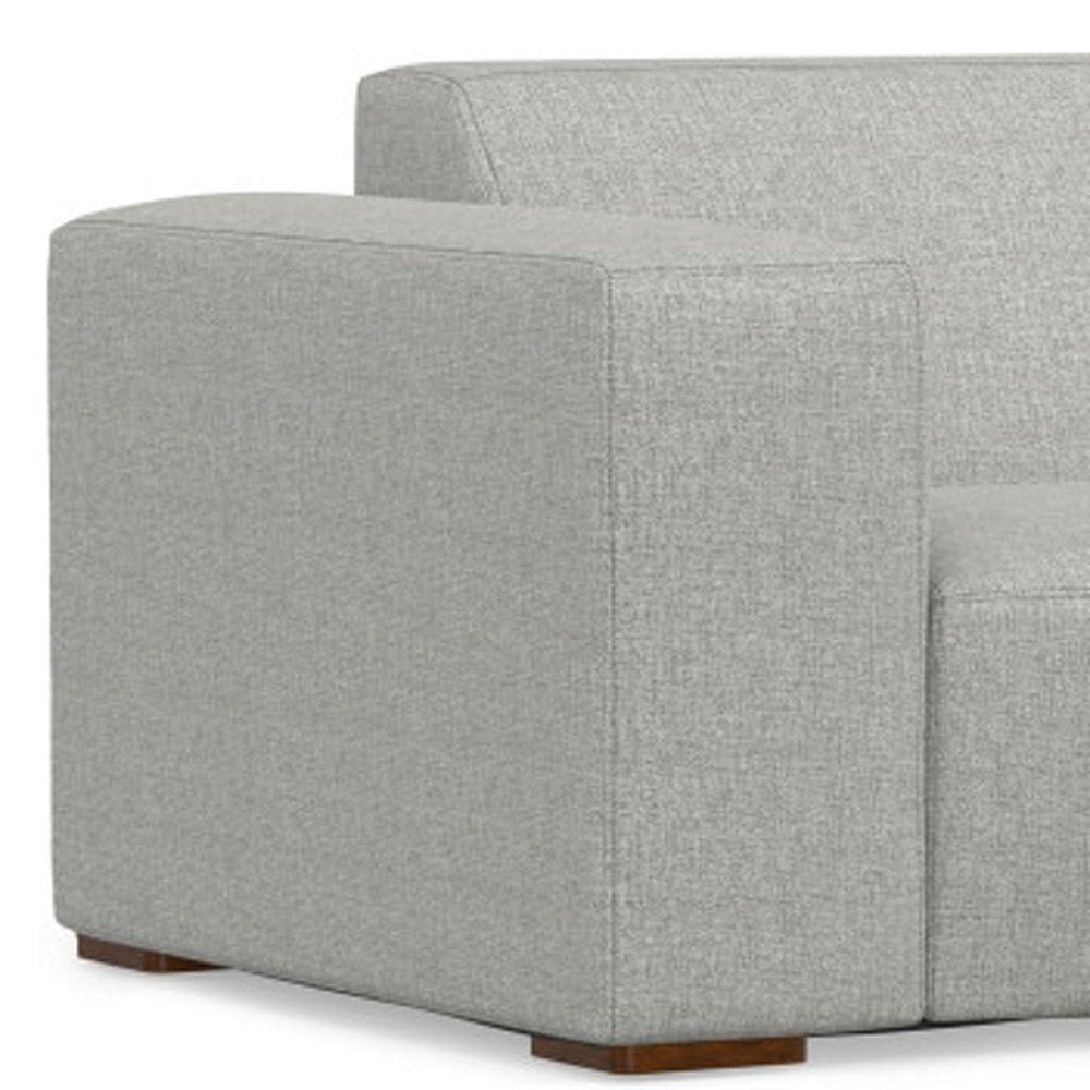 88" Gray Fabric Sofa With Ottoman With Brown Legs