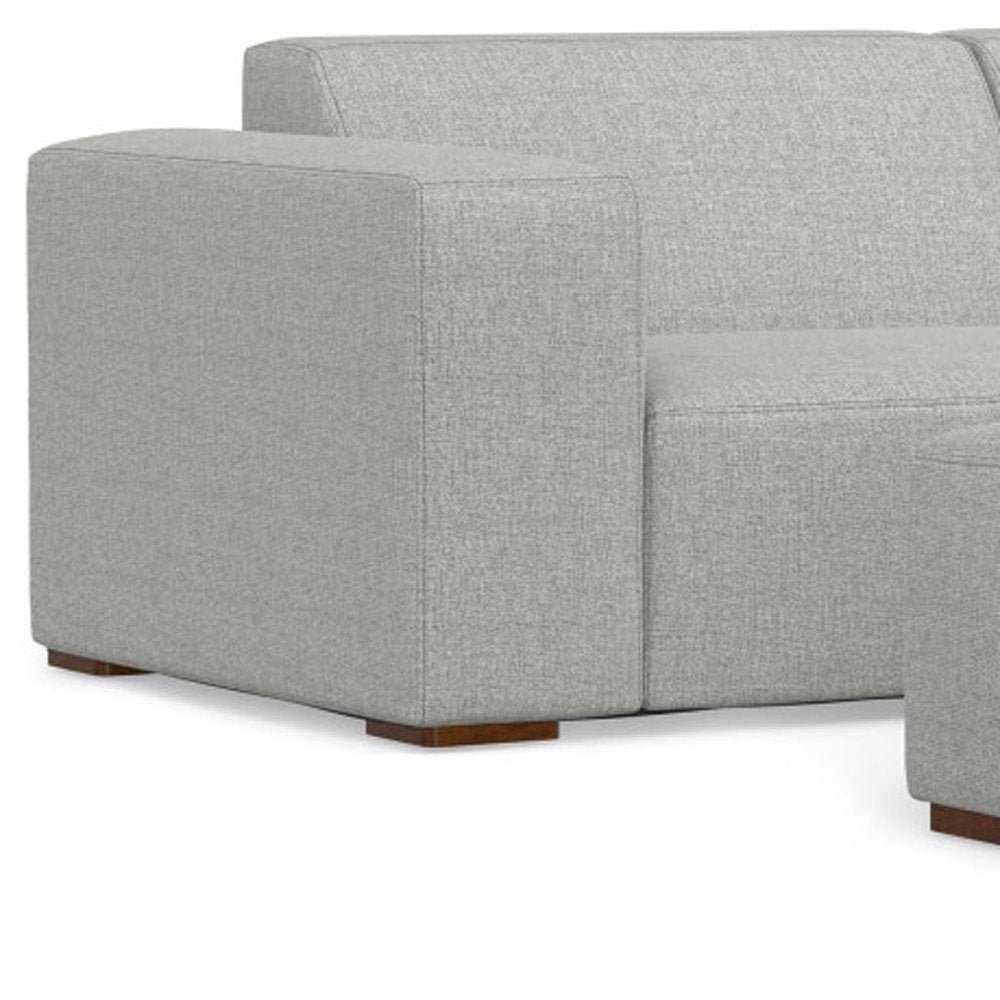 88" Gray Fabric Sofa With Ottoman With Brown Legs