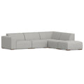 116" Gray Fabric Sofa With Ottoman With Brown Legs