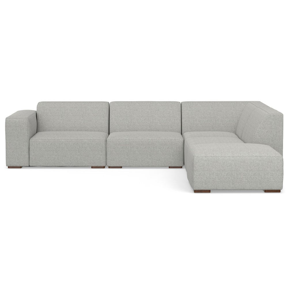 116" Gray Fabric Sofa With Ottoman With Brown Legs