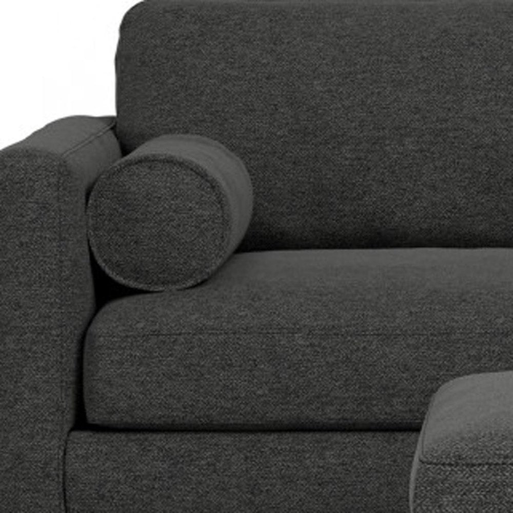 89" Gray Fabric Sofa With Ottoman With Brown Legs