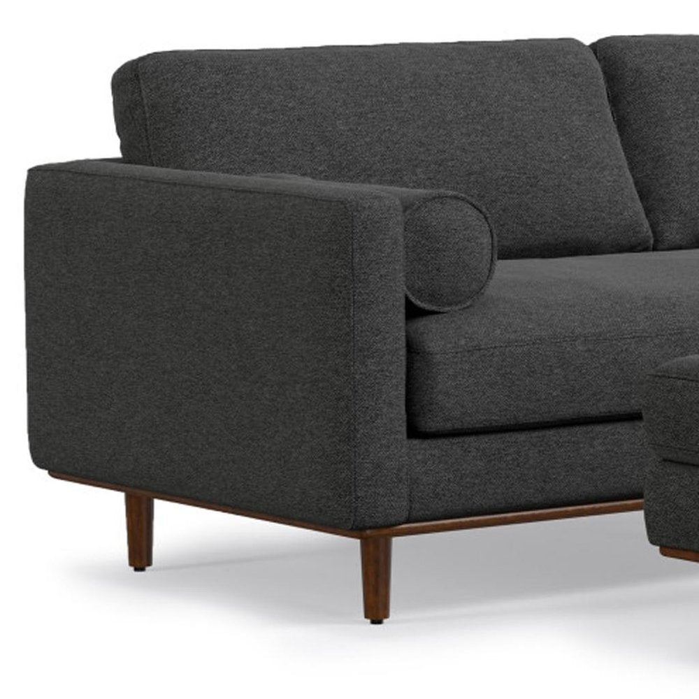 89" Gray Fabric Sofa With Ottoman With Brown Legs