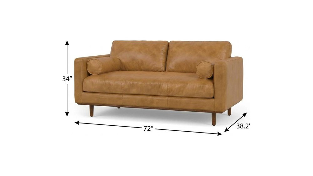 72" Sienna Leather Sofa With Ottoman With Brown Legs