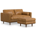 72" Sienna Leather Sofa With Ottoman With Brown Legs