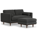 72" Gray Fabric Sofa With Ottoman With Brown Legs