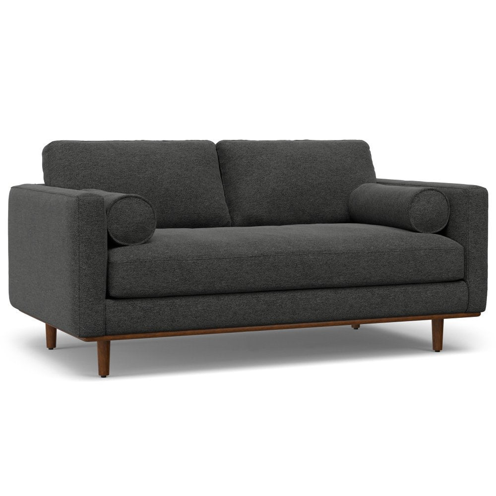 72" Gray Fabric Sofa With Ottoman With Brown Legs