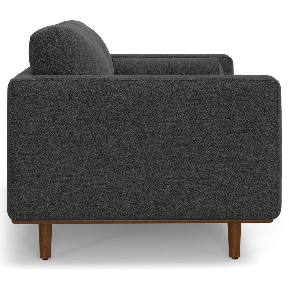 72" Gray Fabric Sofa With Ottoman With Brown Legs