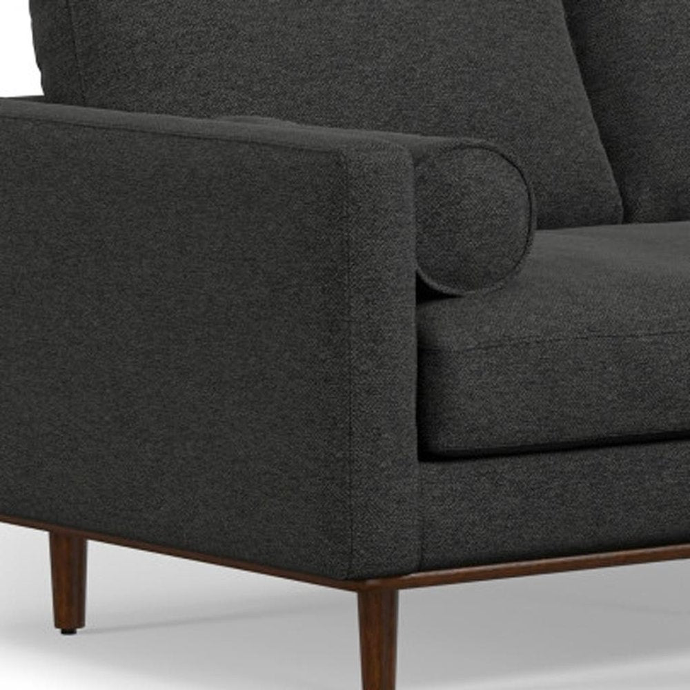 72" Gray Fabric Sofa With Ottoman With Brown Legs