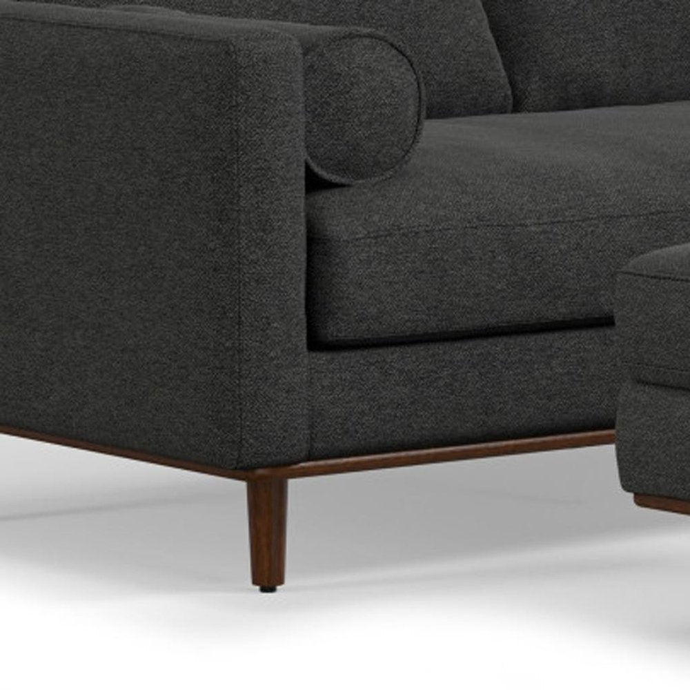 72" Gray Fabric Sofa With Ottoman With Brown Legs