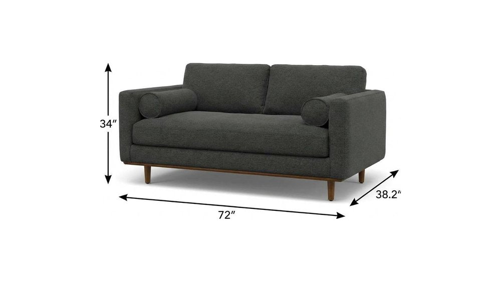 72" Gray Fabric Sofa With Ottoman With Brown Legs